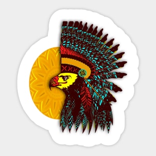 Tribal Native American Eagle with Headdress Sticker